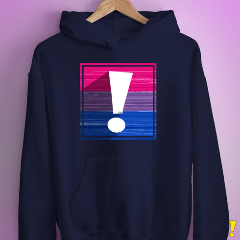Bisexual Pride Flag Exclamation Point Hoodie - Navy